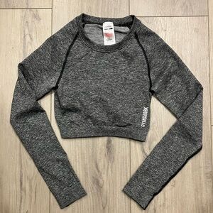 Gymshark Women's Charcoal Long Sleeve Crop Top